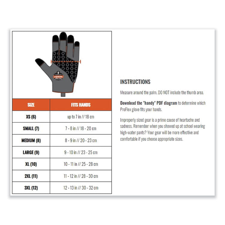 ProFlex 910 Half-Finger Impact Gloves + Wrist Support, Black, X-Large, Pair