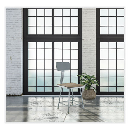 6300 Series Heavy-Duty Square Seat Stool with Backrest, Supports Up to 500 lb, 17.5" Seat Height, Brown Seat, Gray Back/Base