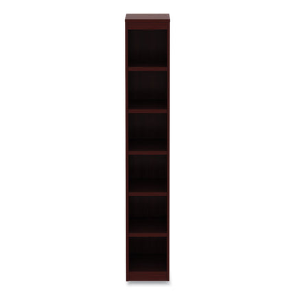Alera Valencia Series Narrow Profile Bookcase, Six-Shelf, 11.81w x 11.81d x 71.73h, Mahogany