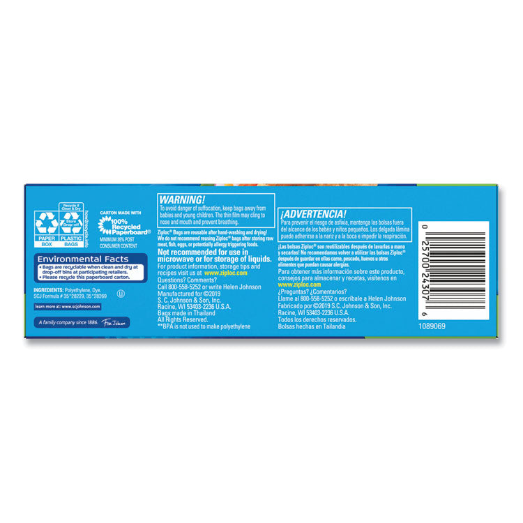 Sandwich Seal Top Bags, XL Sandwich, 8" x 7", Clear, 30/Box