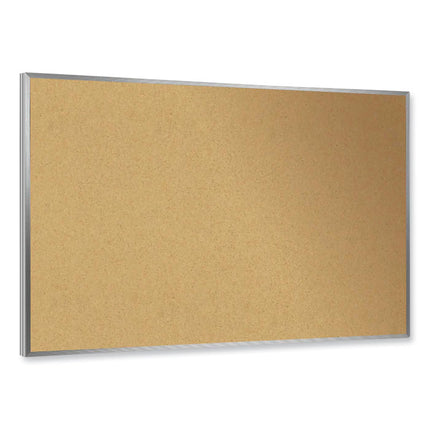 Aluminum-Frame Natural Corkboard, 24" x 18", Tan Surface, Satin Aluminum Frame