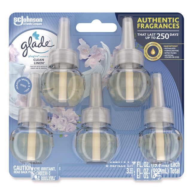 Plugins Scented Oil Refill, Clean Linen, 0.67 oz, 5/Pack