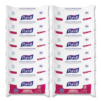 Foodservice Surface Sanitizing Wipes, 1-Ply, 7.4 X 9, Fragrance-Free, White, 72/pouch, 12 Pouches/carton