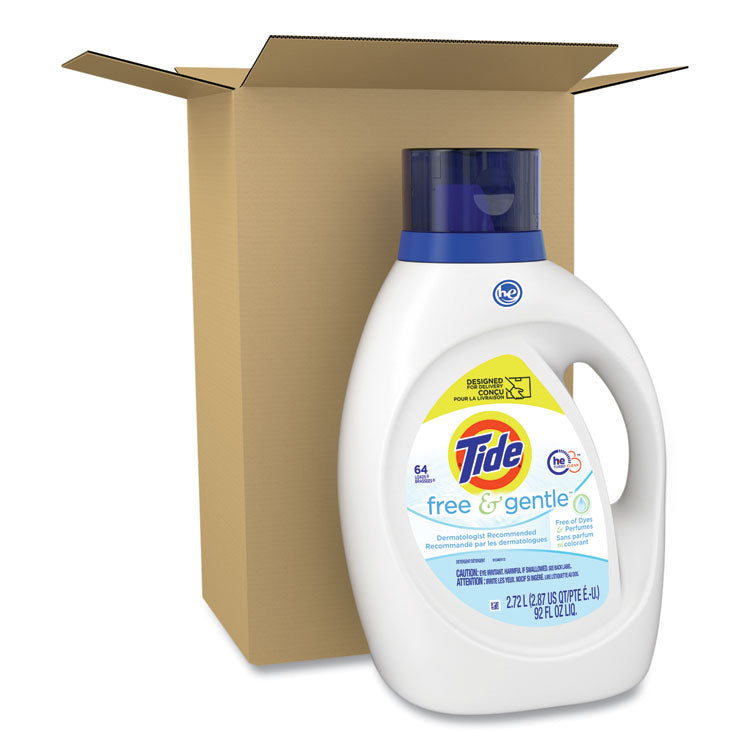 Free and Gentle Liquid Laundry Detergent, HE Compatible, Unscented, 92 oz Bottle