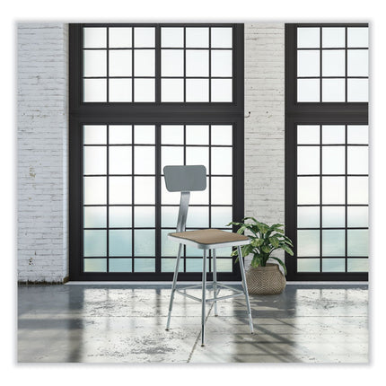 6300 Series Height Adjustable HD Square Seat Steel Stool with Back, Supports Up to 500 lb, 18"-26" Seat Height, Brown/Gray