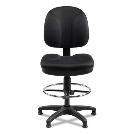 Comfort Task Stool, Supports Up to 300 lb, 24.5" to 34.5" Seat Height, Black Seat, Black Back, Black Base
