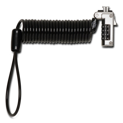 Slim Portable Combination Lock for Standard Slot, 6 ft Carbon Steel Cable, Black/Silver