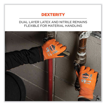 ProFlex 7551-CASE ANSI A5 Coated Waterproof CR Gloves, Orange, X-Large, 144 Pairs/Carton
