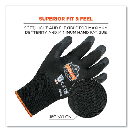 ProFlex 7001-CASE Nitrile Coated Gloves, Black, Small, 144 Pairs/Carton