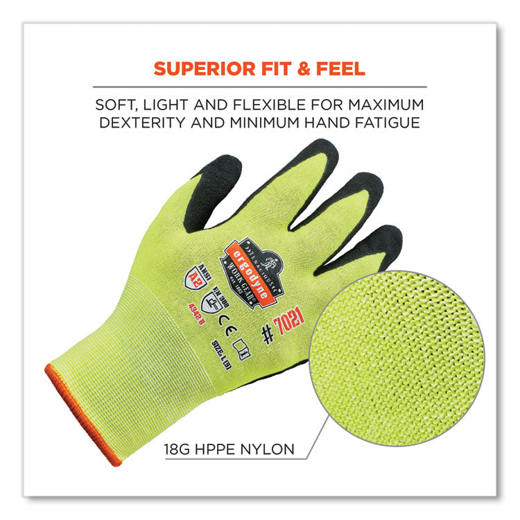 ProFlex 7021 Hi-Vis Nitrile-Coated CR Gloves, Lime, Small, Pair