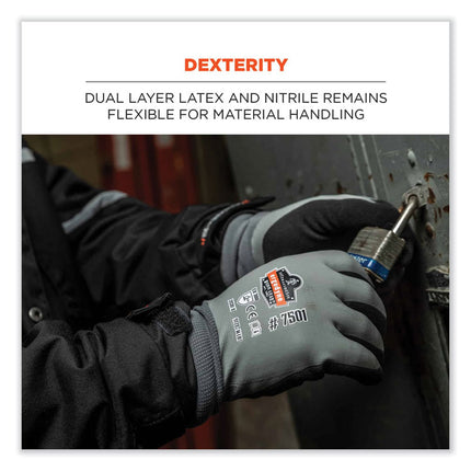 ProFlex 7501-CASE Coated Waterproof Winter Gloves, Gray, X-Large, 144 Pairs/Carton