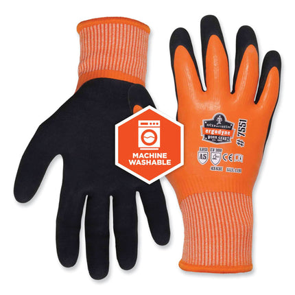 ProFlex 7551-CASE ANSI A5 Coated Waterproof CR Gloves, Orange, Medium, 144 Pairs/Carton