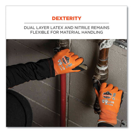 ProFlex 7551-CASE ANSI A5 Coated Waterproof CR Gloves, Orange, Large, 144 Pairs/Carton