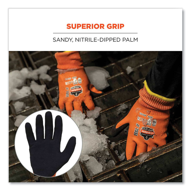 ProFlex 7551-CASE ANSI A5 Coated Waterproof CR Gloves, Orange, Small, 144 Pairs/Carton