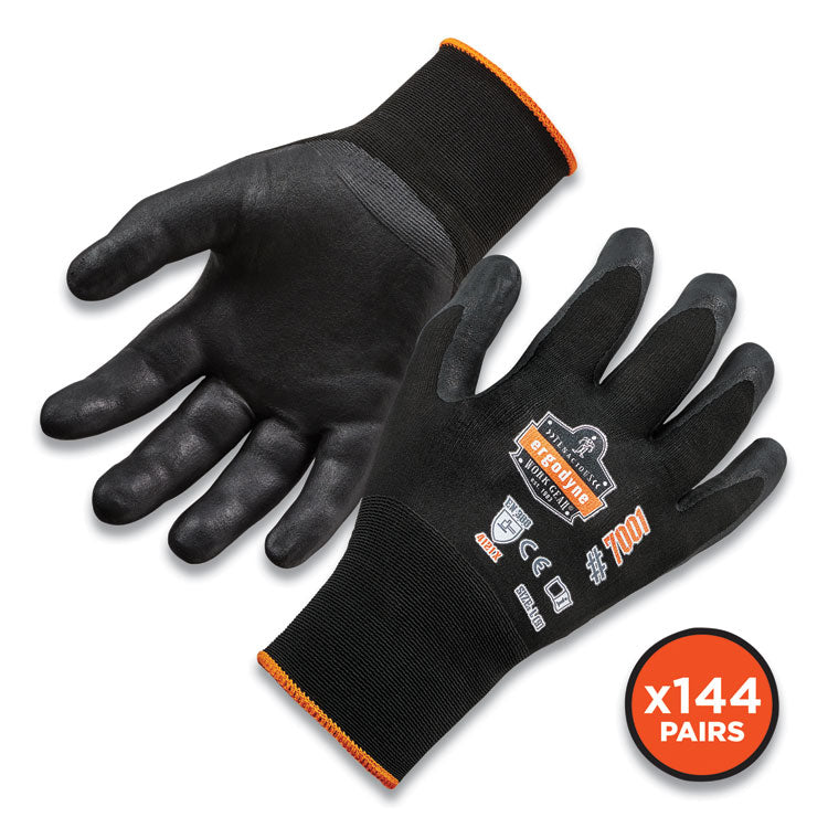 ProFlex 7001-CASE Nitrile Coated Gloves, Black, Medium, 144 Pairs/Carton