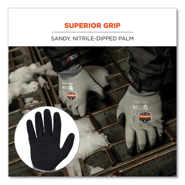 ProFlex 7501-CASE Coated Waterproof Winter Gloves, Gray, X-Large, 144 Pairs/Carton