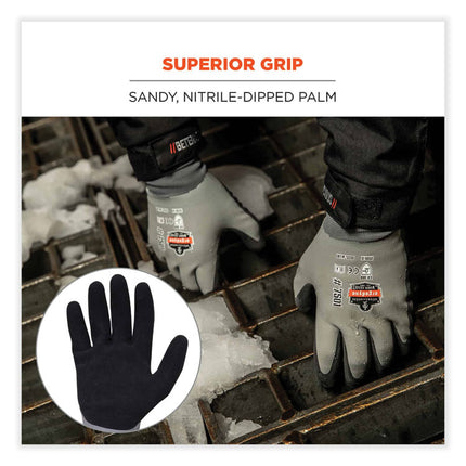 ProFlex 7501-CASE Coated Waterproof Winter Gloves, Gray, Large, 144 Pairs/Carton
