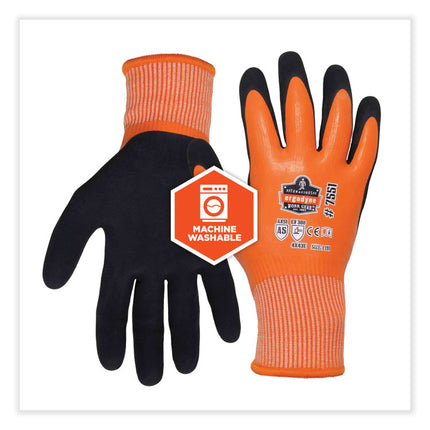 ProFlex 7551-CASE ANSI A5 Coated Waterproof CR Gloves, Orange, 2X-Large, 144 Pairs/Carton