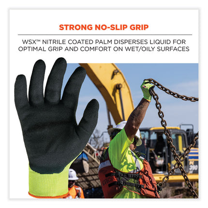 ProFlex 7021-CASE Hi-Vis Nitrile Coated CR Gloves, Lime, 2X-Large, 144 Pairs/Carton