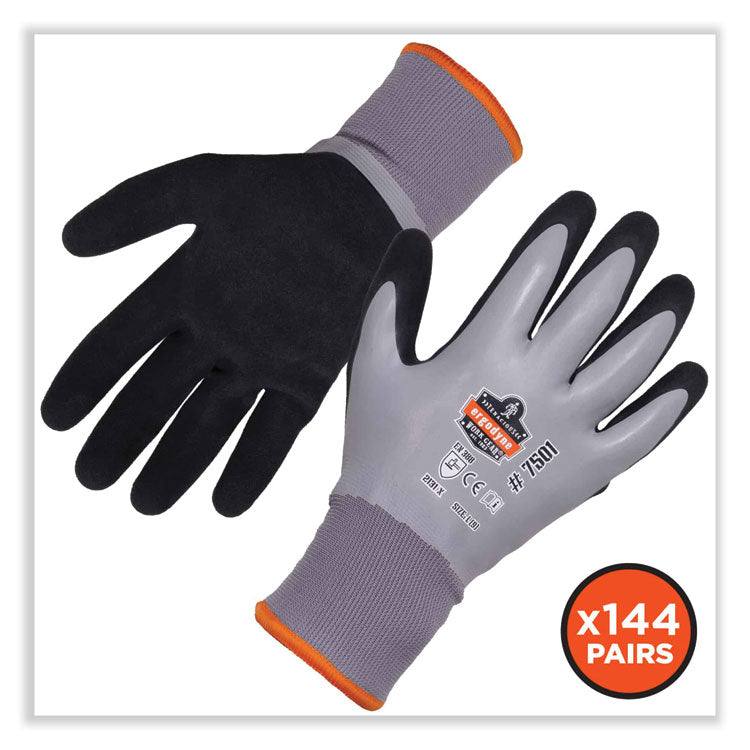 ProFlex 7501-CASE Coated Waterproof Winter Gloves, Gray, X-Large, 144 Pairs/Carton