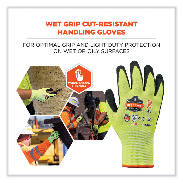 ProFlex 7021 Hi-Vis Nitrile-Coated CR Gloves, Lime, Medium Pair