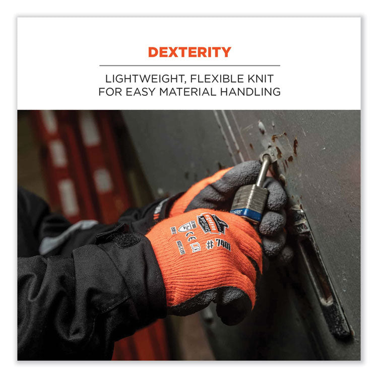 ProFlex 7401-CASE Coated Lightweight Winter Gloves, Orange, 2X-Large, 144 Pairs/Carton