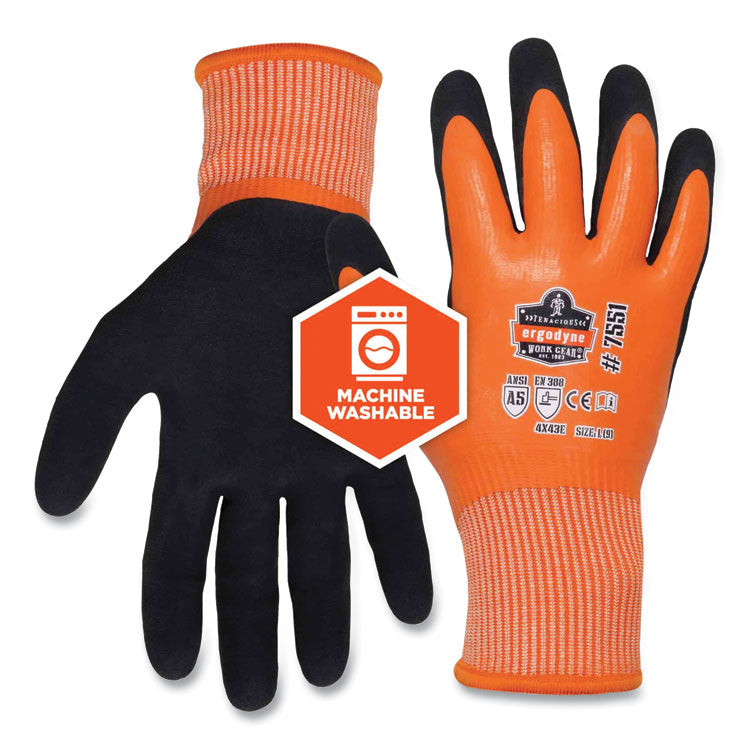 ProFlex 7551 ANSI A5 Coated Waterproof CR Gloves, Orange, X-Large, Pair