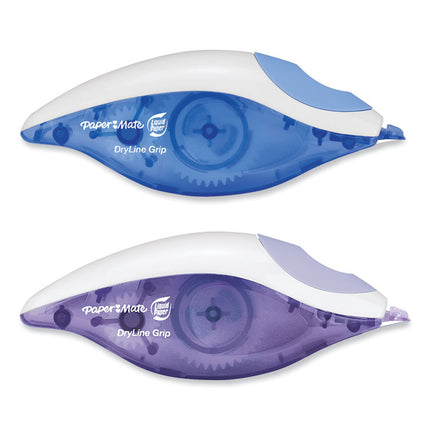DryLine Grip Correction Tape, Blue/Purple Applicators, 0.2" x 335", 2/Pack