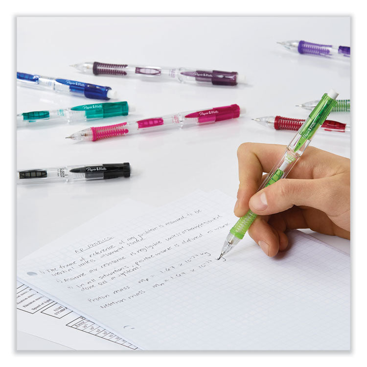 Clear Point Mechanical Pencils with Tube of Lead/Erasers, 0.9 mm, HB (#2), Black Lead, Assorted Barrel Colors, 2/Pack