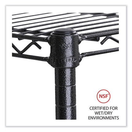 5-Shelf Wire Shelving Kit With Casters And Shelf Liners, 36w X 18d X 72h, Black Anthracite
