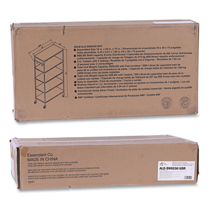 5-Shelf Wire Shelving Kit With Casters And Shelf Liners, 36w X 18d X 72h, Silver