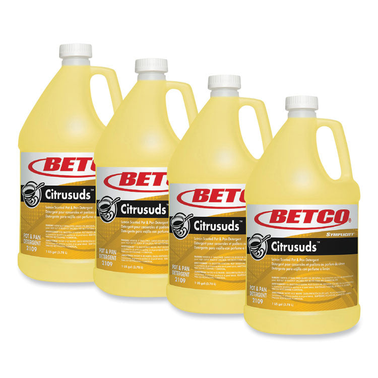 Symplicty Citrusuds Manual Dishwashing Detergent, Lemon Scent, 1 gal Bottle, 4/Carton