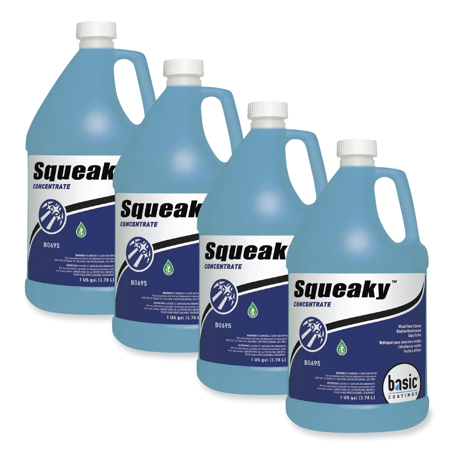 Squeaky Concentrate Floor Cleaner, Characteristic Scent, 1 gal Bottle, 4/Carton