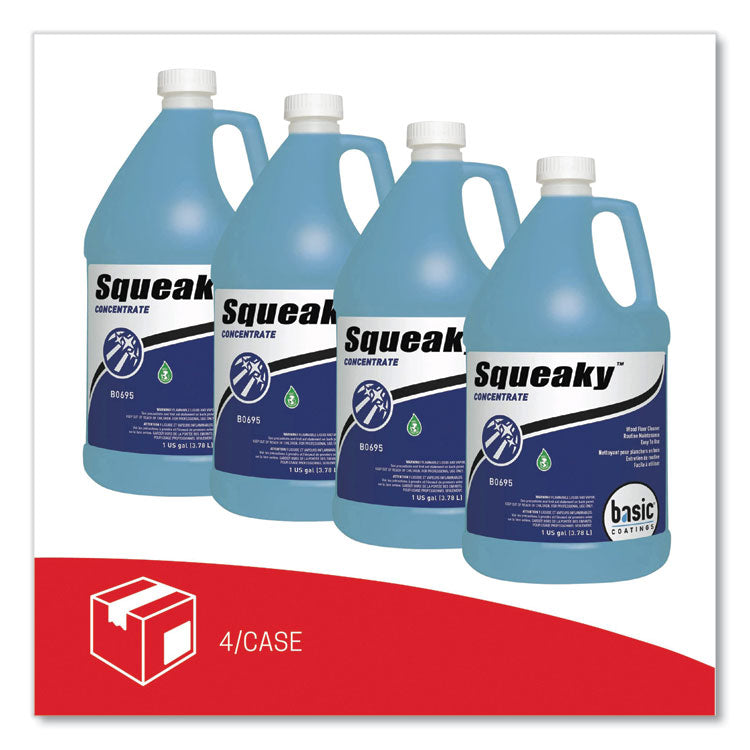 Squeaky Concentrate Floor Cleaner, Characteristic Scent, 1 gal Bottle, 4/Carton