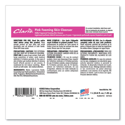 Pink Foaming Skin Cleanser Refill, Fresh Scent, 1,000 mL, 6/Carton