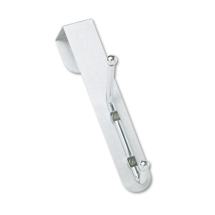 Over-The-Door Double Coat Hook, Chrome-Plated Steel, Satin Aluminum Base