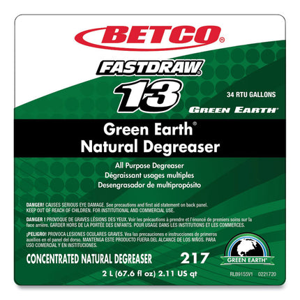 Green Earth Natural Degreaser, Mild Scent, 2 L Bottle, 4/Carton