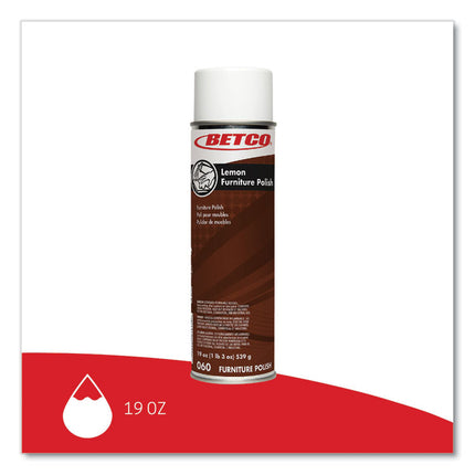 Lemon Furniture Polish, Lemon Scent, 19 oz Aerosol Can, 12/Carton