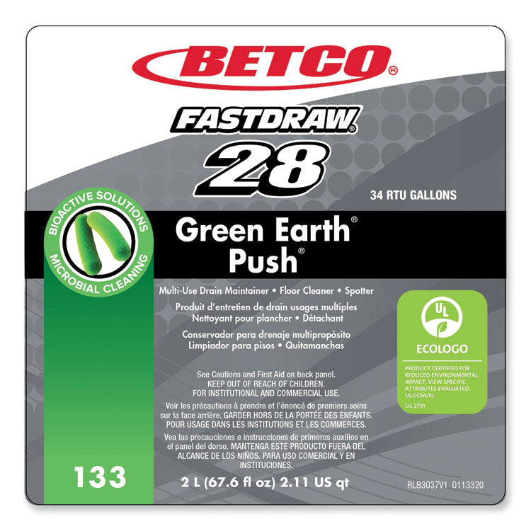 PUSH All Purpose Cleaner and Odor Eliminator, New Green Scent, 2 L Bottle, 4/Carton