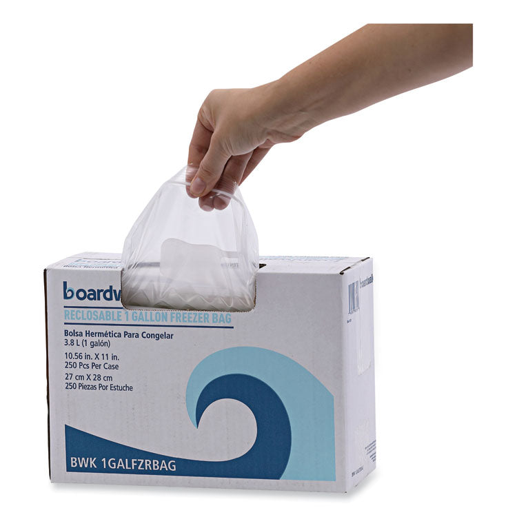 Reclosable Freezer Storage Bags, 1 gal, 10.5" x 11", Clear, 250/Box