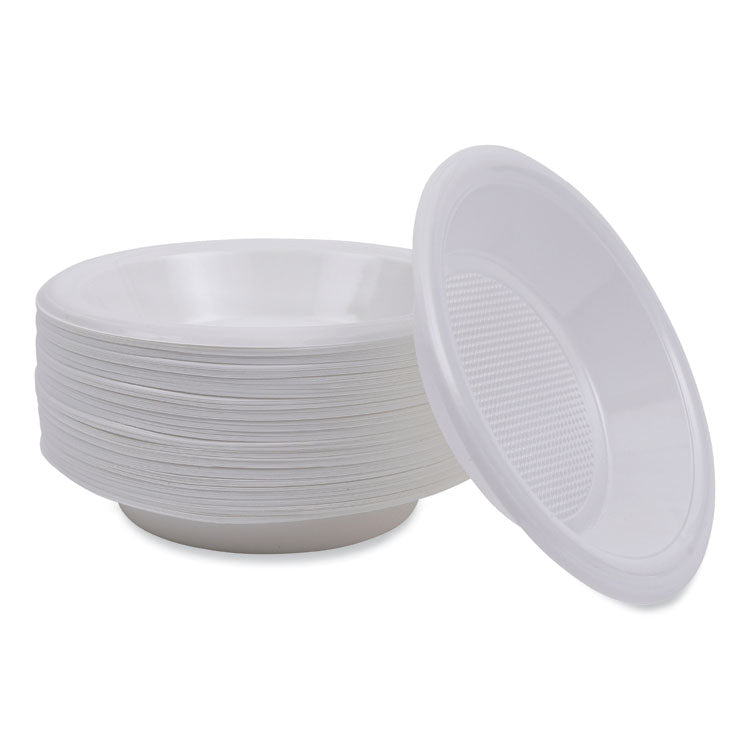 Hi-Impact Plastic Dinnerware, Bowl, 10 oz to 12 oz, White, 1,000/Carton