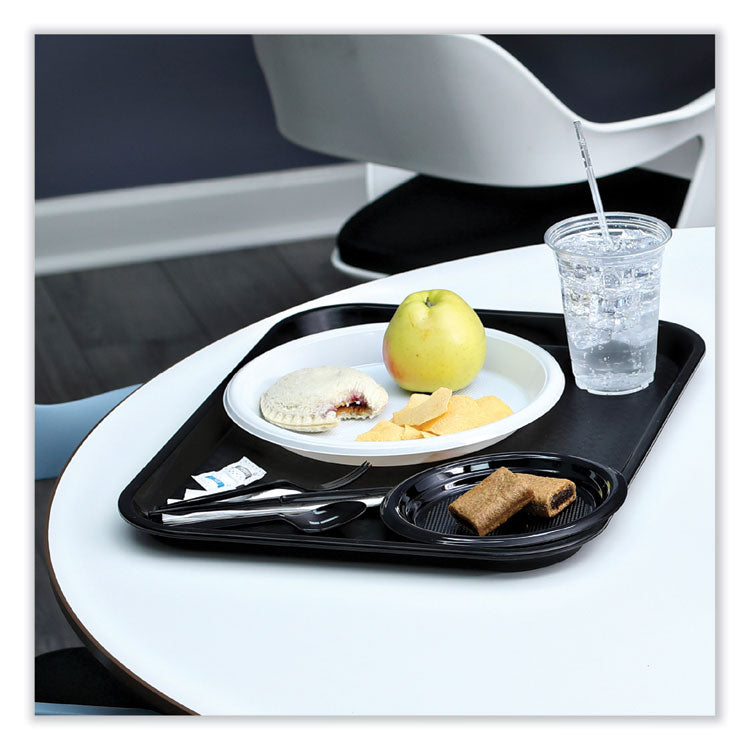 Six-Piece Cutlery Kit, Mediumweight, Fork/Knife/Napkin/Pepper/Salt/Spoon, Plastic, Black, 250/Carton