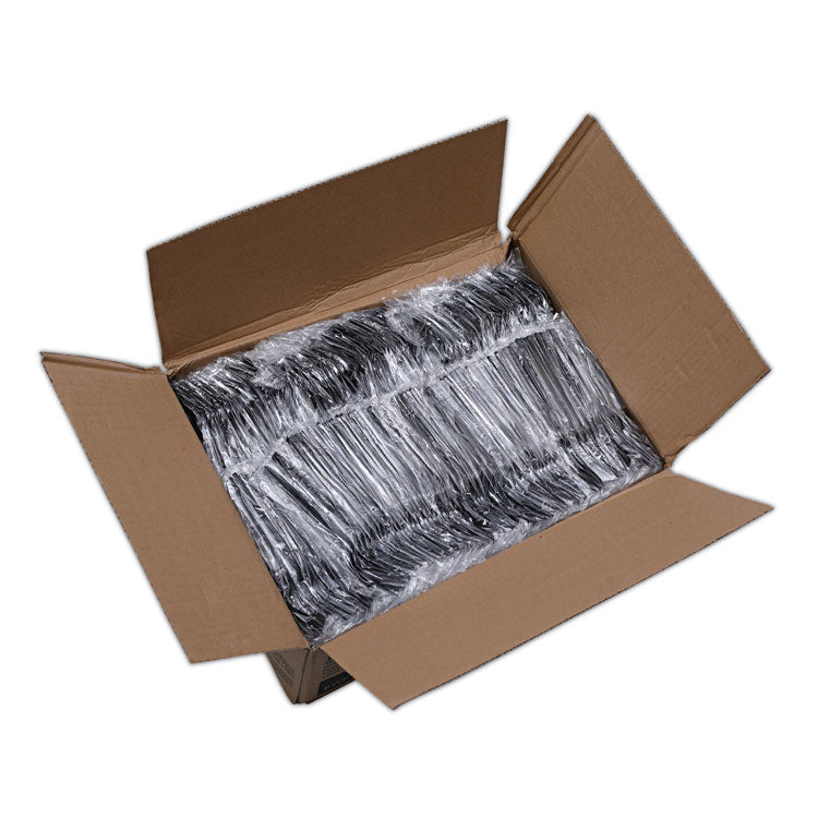 Heavyweight Wrapped Polystyrene Cutlery, Fork, Plastic, Black, 1,000/Carton