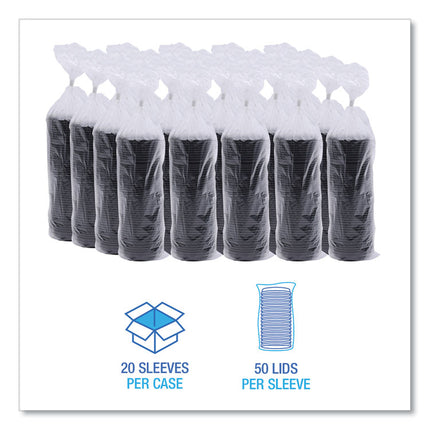 Hot Cup Lids, Fits 8 oz Hot Cups, Plastic, Black, 1,000/Carton