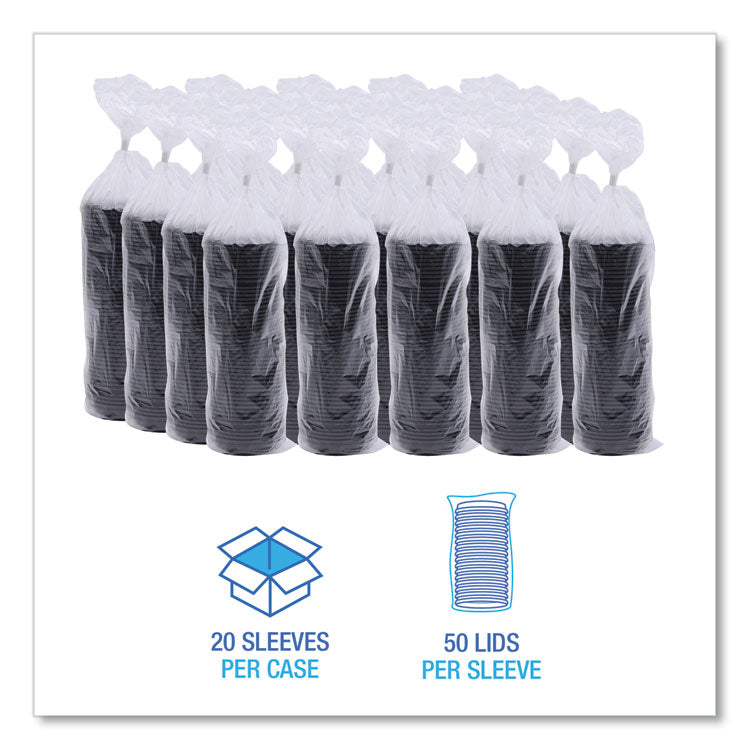 Hot Cup Lids, Fits 8 oz Hot Cups, Plastic, Black, 1,000/Carton