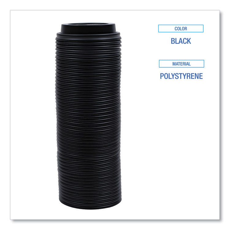 Hot Cup Lids, Fits 8 oz Hot Cups, Plastic, Black, 1,000/Carton