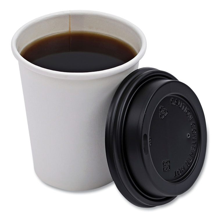 Hot Cup Lids, Fits 10 oz to 20 oz Hot Cups, Plastic, Black, 1,000/Carton