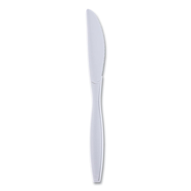 Heavyweight Wrapped Polypropylene Cutlery, Knife, Plastic, White, 1,000/Carton