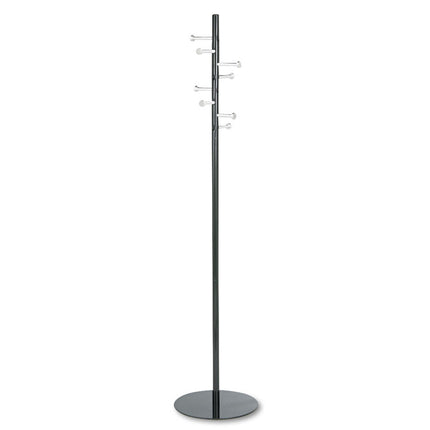 Spiral Nail Head Coat Rack, Eight Nail-Head Hooks, 15w x 15d x 67h, Black/Silver