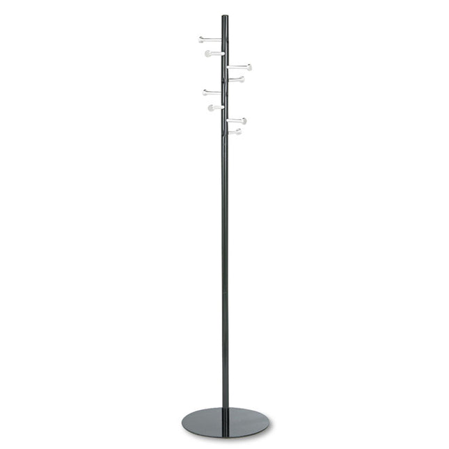 Spiral Nail Head Coat Rack, Eight Nail-Head Hooks, 15w x 15d x 67h, Black/Silver